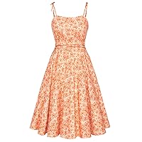 Belle Poque 2024 Summer Dresses for Women Spaghetti Strap Midi Sun Dress Cute Casual Dress with Pockets