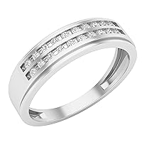 Dazzlingrock Collection 0.25 Carat (ctw) Round White Diamond Stunning Double Row Channel Set Wedding Band Ring For Men 1/4 CT, Available in Various Metal 10K/14K/18K & Sterling Silver