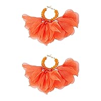 Fashion Rose Flower Petal-Cotton Bead Big Dangle Earring Girl Luxury-Charm Fairy Earring Wedding Party Statement Jewelry