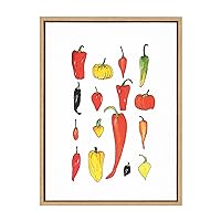 Sylvie Peppers Framed Canvas Wall Art by Viola Kreczmer, 18x24 Natural, Decorative Kitchen Art for Wall