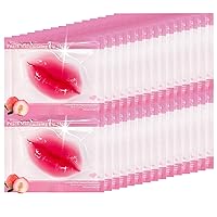 30 Pcs Collagen Crystal Lip Masks, Pink Peach Lip Patches Lip Care Gel Pads Treatment, Moisturizing & Reducing Chapped, Anti-Aging & Wrinkles Lip Patches, Remove Dead Skin