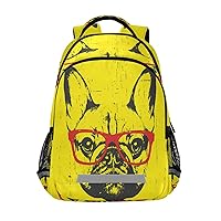 French Bulldog with Glasses Backpacks Travel Laptop Daypack School Book Bag for Men Women Teens Kids