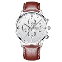 rorios Men's Watches Analogue Quartz Wristwatches Chronograph Watch Luminous Business Watches Leather Strap with Date Calendar Fashion Wristwatch Men