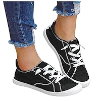 Women's Canvas Sneakers Classic Low Cut Canvas Shoes Lace Up Casual Tennis Shoes