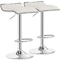 VECELO Adjustable Bar Stools, Bar Height Stools for Kitchen Counter, Bar Stools Set of 2, White