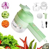 4 in 1 Handheld Electric Vegetable Cutter Set, Cordless Electric Garlic Chopper, Portable Food Slicer and Chopper for Garlic Pepper Chili Onion Celery Ginger Meat