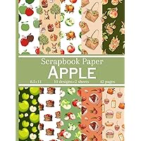 Apple Scrapbook Paper: 20 Fruit Themed Double Sided Patterned Sheets, Decorative Craft Paper Pad Supplies for DIY Projects