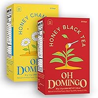 OH DOMINGO Honey Black Tea Honey Chamomile Tea Bundle Pack, Individually Wrapped Tea Bags, 20 Count Pack of 2