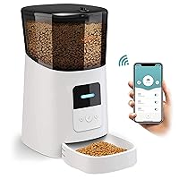 WOPET 6L Automatic Cat Feeder, WiFi Automatic Dog Feeder with APP Control for Remote Feeding, Automatic Cat Food Dispenser with Low Food Sensor and Voice Recorder, Up to 15 Meals Per Day(White)