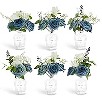 TINGE TIME Mini Floral Wedding Flowers Set of 6 Small Bridesmaid Bouquets Table Decoration Flowers for Wedding Table Centerpieces Home Decor (Diva Plavalaguna Blue)