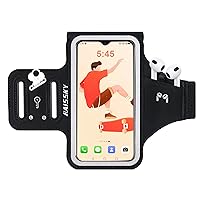 HAISSKY Running Armband with Earbuds Bag Cell Phone Armband for iPhone 14 13 12 11 Pro Max XR XS X, Galaxy S20 S10 Sweat Resistant Sports Phone Holder Case & Key Holder for 6.7 inch Phone