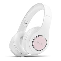 pollini Bluetooth Headphones Wireless, 40H Playtime Foldable Over Ear Headphones with Microphone, Deep Bass Stereo Headset with Soft Memory-Protein Earmuffs for Phone/PC (White)