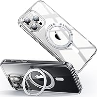 andobil for iPhone 15 Pro Case [360° Ring Stand] [Compatible with Magsafe] Military Drop Protection Non-Yellowing Magnetic 15 Pro Slim Thin Phone Case for Men Women - Ultra Clear, 6.1 inches