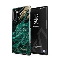 BURGA Phone Case Compatible With Samsung Galaxy Note 10 - Hybrid 2-Layer Hard Shell + Silicone Protective Case -Emerald Green Jade Stone Luxury Gold Glitter Marble - Scratch-Resistant Shockproof Cover