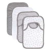 Burt's Bees Baby - Bibs, 4-Pack Lap-Shoulder Drool Cloths, 100% Organic Cotton with Absorbent Terry Towel Backing