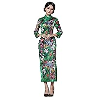 Qipao Dresses Silk Oblique Placket Chinese Traditional Printed Wedding Cheongsams