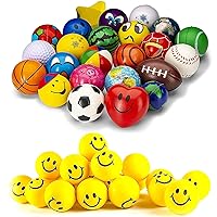 Neliblu Party Favors for Kids - Stress Smile Balls and 24 Stress Balls Assorted Designs and Colors for Kids - Squishy Balls to Support in Anxiety, Autism, PTSD