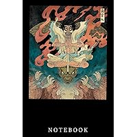 Anime Notebook: Japanese Vintage Artwork Tengu Gods Defeat Evil Snake Fan: Lined 6x9 120 Pages Notebook ,Cute Anime Girl Diary or Notepad for Sketching and Writing ,Gift for All Anime Lovers