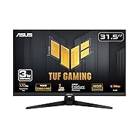 TUF Gaming 31.5” 1440P HDR Monitor (VG32AQA1A) - QHD (2560 x 1440), 170Hz, 1ms, Extreme Low Motion Blur, FreeSync Premium, DisplayPort, HDMI, HDR-10, Shadow Boost, VESA Wall Mountable,BLACK