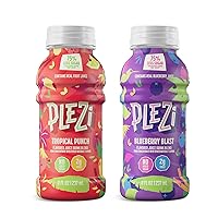 PLEZi Flavored Kids Juice Drink - Tropical Fruit Punch & Blueberry Blast Fruit Juice Drink Blend - No Added Sugar, 2g Fiber - Tasty Refreshing Juices for Kids - 8 fl oz (2 Packs of 12)