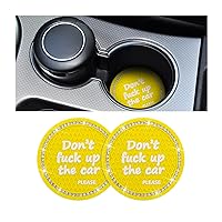 8sanlione 2 Pack Bling Car Coasters for Cup Holder, Crystal Rhinestone 2.75 in Cup Holder Coaster, Silicone Anti-Slip Insert Cup Mats, Interior Accessories Universal for Most Cars (Yellow/2PCS)