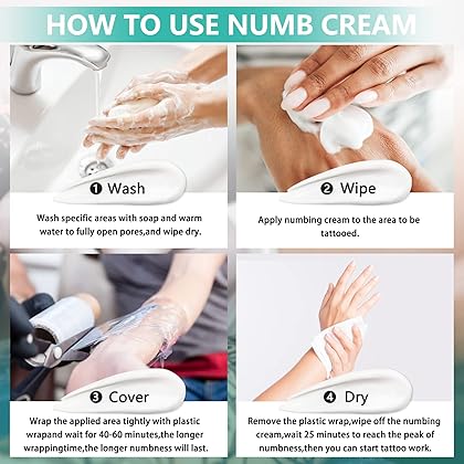 Tattoo Numbing Cream Before Tattoo Odorless and Non-greasy, 6-8 Hours Painless Numbing Cream Tattoo(2.01oz)