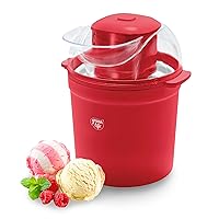 1.5QT Electric Ice Cream, Frozen Yogurt and Sorbet Maker with Mixing Paddle, Dishwasher Safe Parts, Easy one Switch, BPA-Free, Red