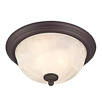 Westinghouse Lighting 6230900 Naveen Two-Light Flush-Mount Exterior Fixture, Oil Rubbed Bronze Finish on Steel with White Alabaster Glass