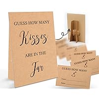 Guess How Many Kisses Are in the Jar Game-1 Standing Sign and 50 Guessing Cards, Kraft Bridal Shower Games, Baby Shower Sign, for Boys Girls Baby Shower Favors and Weddings Party Decoration-22