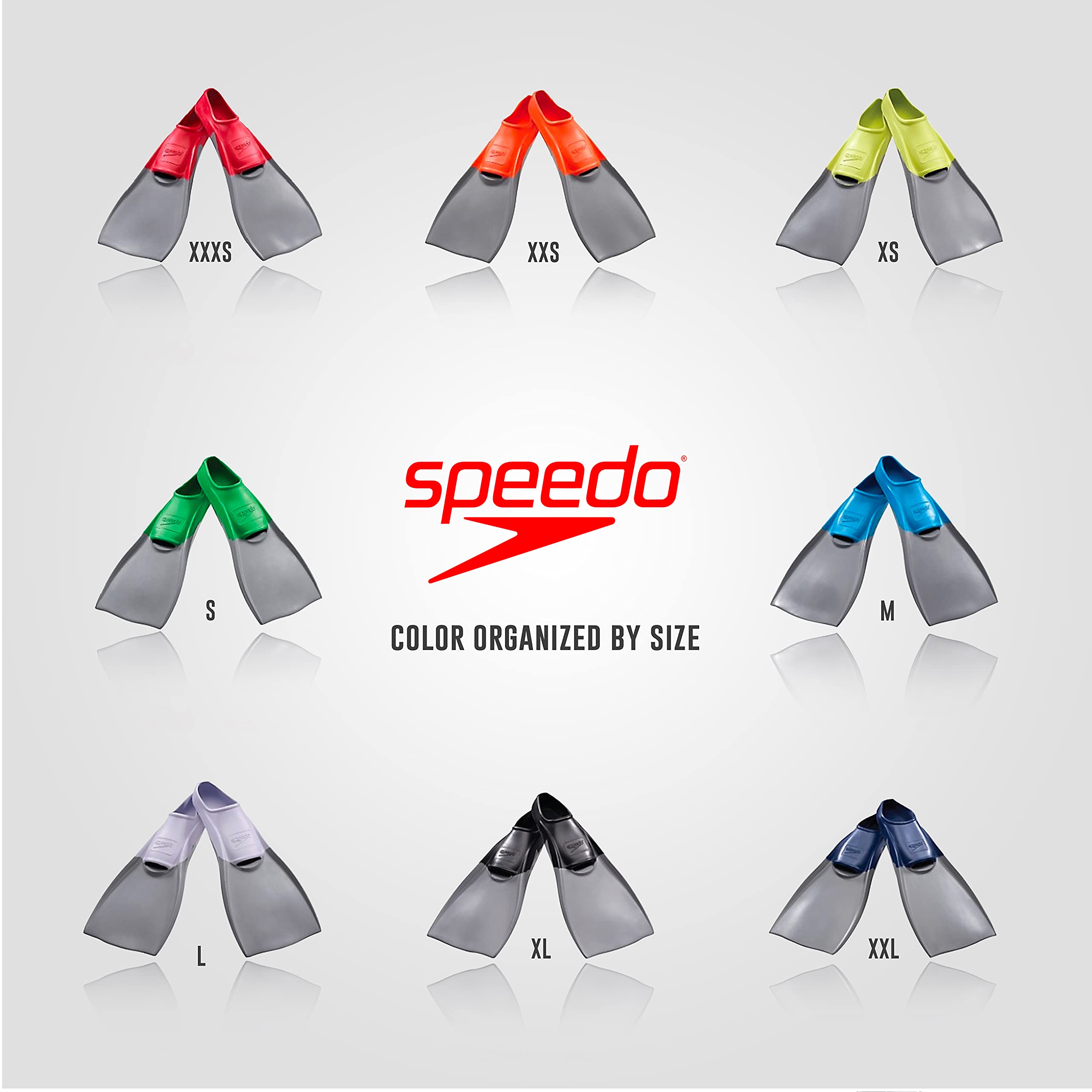 Speedo unisex Rubber Long Blade training swim fins, Black/Grey, XL - Men s Shoe size 10-11 Women Shoe 11.5-12.5 US