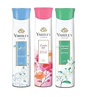 Yardley London - Lace with London Mist And Imperial Jasmine Refreshing Body Spray Deo for Women150ml set of 3pc