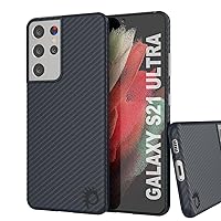 PunkCase S21 Ultra Carbon Fiber Case [AramidShield Series] Ultra Slim & Light Carbon Skin Made from 100% Aramid Fiber | Military Grade Protection for Your Galaxy S21 Ultra 5G (6.8