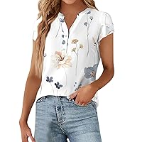 Women's Dressy Casual Blouses Business Work Tops Short Sleeve V Neck Cute T Shirt Summer Outfits 2024