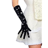 Women Long Velvet Gloves Stretch Elbow Length 16 Inches for Evening Wedding 1920s Party Costume