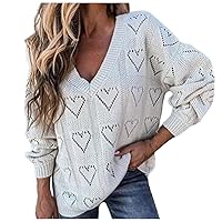 Sexy V Neck Sweater Women Hollow Out Heart Shape Ribbed Knitted Off The Shoulder Sweaters for Women