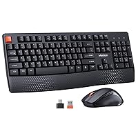 MEETION Wireless Keyboard and Mouse, Computer Keyboard Mouse, 3 DPI Adjustable USB A and USB C Adapter Full-Sized Cordless Keyboard and Mouse, Wrist Rest for PC/Computer/Laptop/Windows/Mac, Black