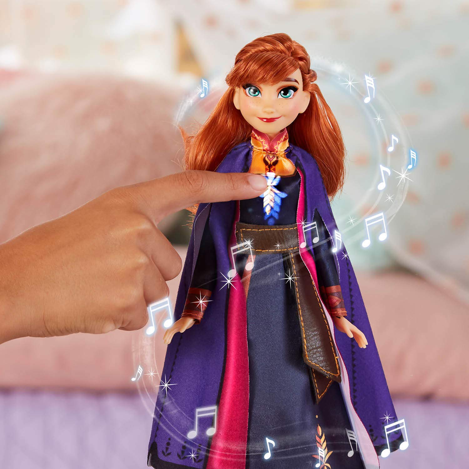 Disney Frozen Singing Anna Fashion Doll with Music Wearing A Purple Dress Inspired by 2, Toy for Kids 3 Years & Up, Includes doll, outfit, boots, and instructions.