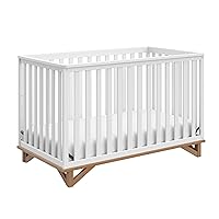 Storkcraft Santa Monica 5-in-1 Convertible Crib (White with Vintage Driftwood) – GREENGUARD Gold Certified, Modern Design, Two-Tone Baby Crib, Converts to Toddler Bed, Daybed and Full-Size Bed