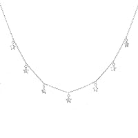 Sterling Silver Multi Star Drop Necklace