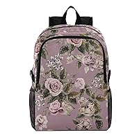 ALAZA Roses on Purple Background Hiking Backpack Packable Lightweight Waterproof Dayback Foldable Shoulder Bag for Men Women Travel Camping Sports Outdoor