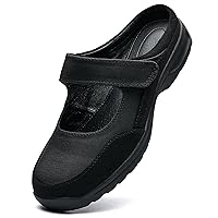 Women's Wide Backless Loafers Shoes Casual Slide Sandal Comfort Clog Shoes Velcro Mules