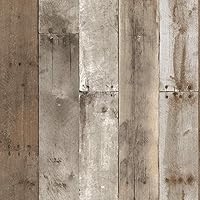 Tempaper Weathered Repurposed Wood Removable Peel and Stick Wallpaper, 20.5 in X 16.5 ft, Made in the USA