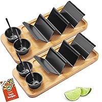 HolaTasty Taco Holder Kit - 2 Pack (Value Pack), 3-in-1 Taco Set of 2-6 slots for Tacos, Fancy Taco Presentation Rack Plate for Taco Tuesday Bar Party, for Taco Lover Vegetarian Gluten-free - Black