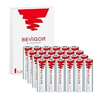 BEVIGOR® Lithium AA Batteries 24 Pack, Long Lasting 1.5V 3000mAh AA Battery, 20-Year Shelf Life Lithium Batteries for Blink Camera, Flashlight, Microphone, Alarm System【Non-Rechargeable】