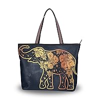 My Daily Women Tote Shoulder Bag Elephant With Flower Star Handbag Large