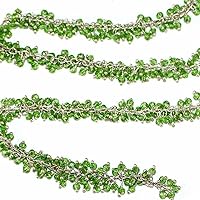 36 inch Long gem Peridot 2-2.5mm rondelle Shape Faceted Cut Beads Wire Wrapped Sterling Silver Plated Cluster Rosary Chain for Jewelry Making/DIY Jewelry Crafts #Code - CLUROS-050