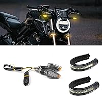 x xotic tech Mini Stalk Arrow Clear Turn Signal Indicator Blinker Sequential Turn Signal Switchback Brake Tail Strip Light Universal Fit Motorcycle Motorbike (Plaid Style)