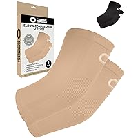 Elbow Brace Compression Sleeve (1 Pair) - Instant Arm Support Elbow Sleeves for Tendonitis, Arthritis, Bursitis, Golfers & Tennis Elbow Brace, Treatment, Workouts, Weightlifting, Pain Relief, Recovery