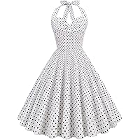 1950s Halter Style Vintage Polka Dot Swing Party Dress
