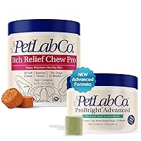 PetLab Co. – Itch & Breath Bundle: Dental Powder for Fresh Breath in just 1 Scoop. for Small Dogs & Salmon Itch Relief Chew Pro Effortless Seasonal Allergy Support